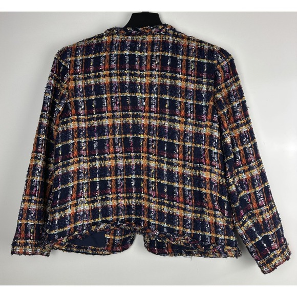 Talbots Tweed Jacket Sunflower Plaid Pockets Women's Size 14P 14 Petite Office - Picture 8 of 9